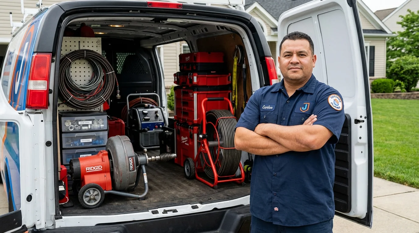 Professional drain cleaning equipment and Johns Plumbing LLC plumber in Beech Grove