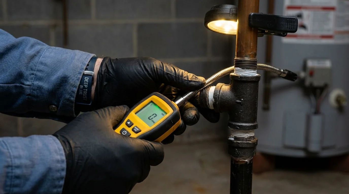 Gas leak detection with electronic sniffer by Johns Plumbing LLC in Beech Grove