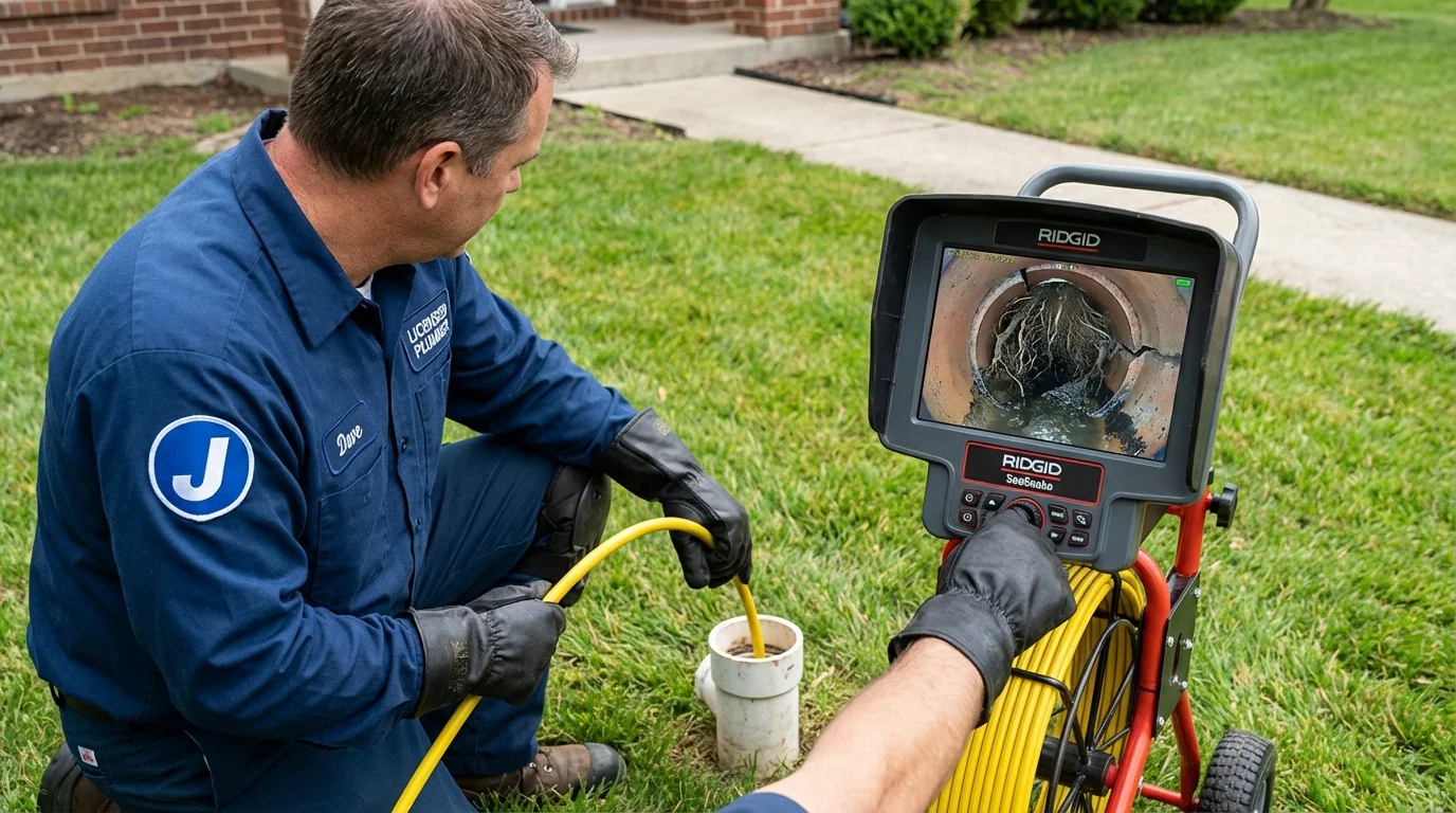 Sewer camera inspection being performed by Johns Plumbing LLC in Beech Grove